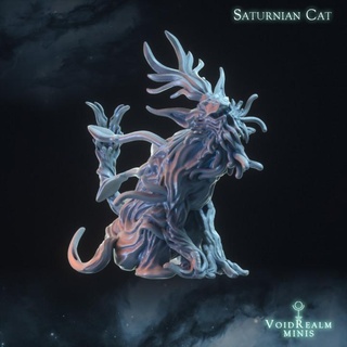 cats saturn dreamlands - pose 2 voidrealm minis Tabletop Characters & Creatures Fantasy Universe animal cat horror surreal cosmic tabletop cthulhu lovecraft panther nightmare dnd feline mythos eldritch psychedelic voidrealms 3d print model - Mito3D