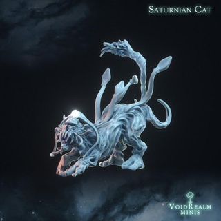 cats saturn dreamlands - pose 3 voidrealm minis Tabletop Characters & Creatures Fantasy Universe animal cat horror surreal cosmic tabletop cthulhu lovecraft panther dnd feline mythos eldritch psychedelic voidrealms nightmate 3d print model - Mito3D