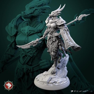 arsha 32 mm 75mm pre-supported white werewolf tavern Tabletop Characters & Creatures Fantasy Universe creature female rpg woman character dragonborn dnd pathfinder ttrpg 3d print model - Mito3D