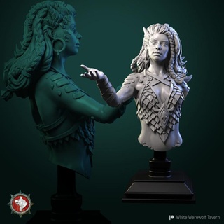 nala dragon lordess bust pre-supported white werewolf tavern  Tabletop Tabletop Characters & Creatures Fantasy Universe Fan Art Busts bust dragon dnd busts  3d print model - Mito3D