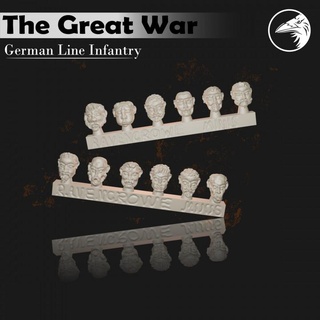 great war german soldiers heads ravencrowe minis Tabletop Characters & Creatures Historical Universe head soldier stylized infantry bits worldwar officer iww firstworldwar 3d print model - Mito3D