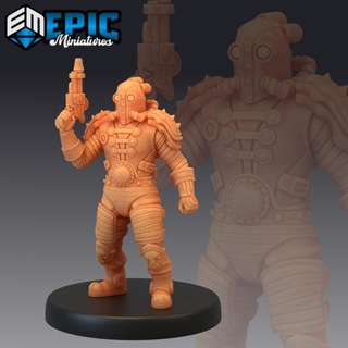 jetpack bandit pistol male human soldier steampunk tech character epic-miniatures fantasy medieval monster rpg warhammer sla enemy tabletop dungeon dnd pathfinder npc pre-supported supported pre 3d print model - Mito3D