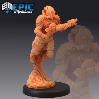jetpack bandit rifle male human soldier steampunk tech character epic-miniatures fantasy medieval monster rpg warhammer sla enemy tabletop dungeon dnd pathfinder npc pre-supported supported pre 3d print model - Mito3D