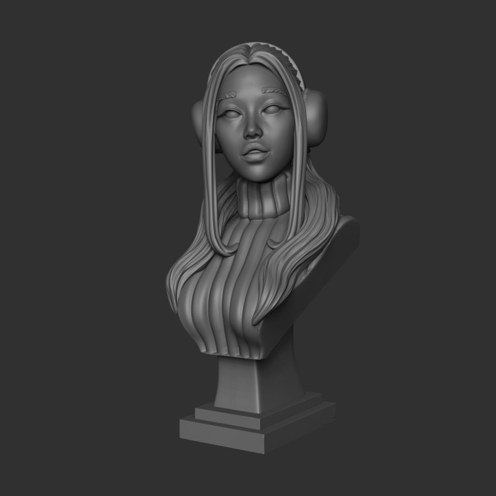 niña busto impar sauce ventilador Arte bustos figura mujer soportado 3D print model - Mito3D