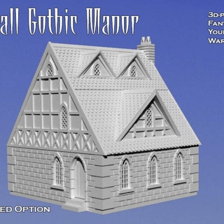 klein gotisch Herrenhaus half timber stone Außen Deluxe Innere tim Shea Tischplatte 3D druckbar Terrain Fantasie 25mm 3d print model - Mito3D