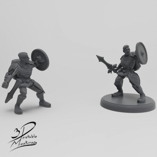 humano combatiente miniaturas mesa caracteres criaturas fantasía universo mini rpg proteger espada guerrero miniatura trpg 3d print model - Mito3D