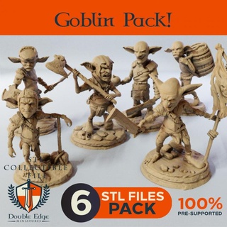 goblin pack double edge miniatures Tabletop Characters & Creatures Fantasy Universe stl fantasy medieval magic bomb 3dprint lotr tabletop minis dungeon village shadows dnd cursed goblins npc miniaturepainting wargammer 3d print model - Mito3D