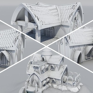 ville Éthylie coeur collection noir magie pixels table 3D imprimable terrain fantaisie 3d bâtiment artisanat elfe maison intérieur marteau guerre haute elfique paysage Manoir 3d print model - Mito3D