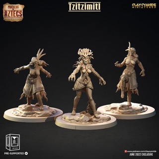 tzitzimitl Lehm Zyanid Miniaturen Tischplatte Zeichen Kreaturen Fantasie Universum Datei druckbar stl Modell Monster Mythologie Kriegs Spiele Wargaming Kriegshammer Miniatur Hexe Minis Kriegsspiel Halbgott Pfadfinder Tischspiele Tabletopgaming Toncyanid 3d print model - Mito3D