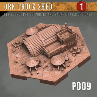 p009 ork truck shed popovlaboratory Tabletop 3D Printable Terrain Sci-Fi terrain 40k warhammer tile necromunda map 3d print model - Mito3D