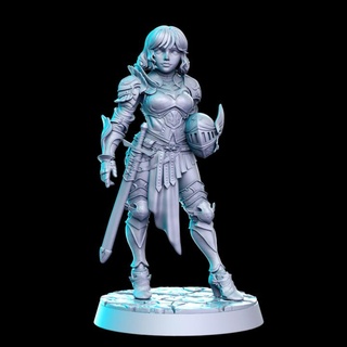 cygne capitaine garde 32mm dnd rn estudio table personnages créatures fantaisie univers armure casque soldat épée femme lourd 3d print model - Mito3D