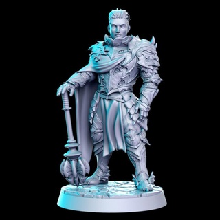 uthoran dragon knight - 32mm dnd rn estudio Tabletop Characters & Creatures Fantasy Universe armor man warrior heavy male mace paladin young 3d print model - Mito3D