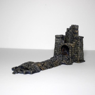 Achtung Turm Ruine wild Tischplatte 3D druckbar Terrain Fantasie Verteidigung erkunden historisch Garnison Vorposten Überwachung vorne 3d print model - Mito3D