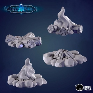 hoguera negro cráneo estudio mesa 3D imprimible terreno fantasía accesorios 3d print model - Mito3D