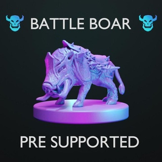 battle boar - pre supported tom's twisted tavern Tabletop Characters & Creatures Fantasy Universe beast fantasy lion pig companion miniature dwarf tabletop summon warthog jaws frost hog gloomhaven 5e ally frosthaven gloom 3d print model - Mito3D