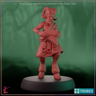 pan flute satyr pre-supported feywild series 2022 caleb makes minis Tabletop Characters & Creatures Fantasy Universe dragons dungeons roleplay rpg goat male horns dungeonsanddragons tabletop faun pipes dnd fawn pathfinder panflute bard ttrpg 5e kilt 3d print model - Mito3D