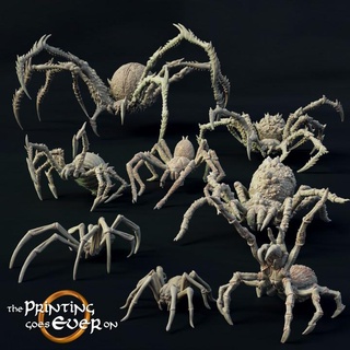 giant spiders set - presupported printing goes ever big bug fantasy insect mini scary wargaming warhammer miniature spider lotr huge tabletop pack insects bugs 28mm dnd squad group bundle frostgrave skirmish arachnid 5e warband pre-supported statblock 3d print model - Mito3D