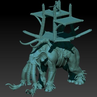 kzkminis - farsouth war elephant Tabletop Characters & Creatures Fantasy Universe lotr esdla mesbg harad 3d print model - Mito3D