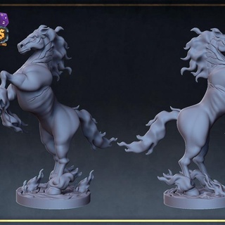 nightmare roleplaying & miniatures Tabletop Characters Creatures Fantasy Universe demon hell mount horse miniature evil tabletop dnd presupported hellhorse 3d print model - Mito3D