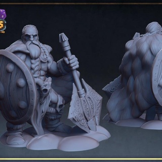 snow dwarf barbarian roleplaying & miniatures Tabletop Characters Creatures Fantasy Universe axe rpg shield winter miniature tabletop dnd supportedfree 3d print model - Mito3D