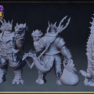 kell & ombis roleplaying miniatures Tabletop Characters Creatures Fantasy Universe dragon rpg miniature resin tabletop summon tail dnd lizardfolk presupported dragonkin 3d print model - Mito3D