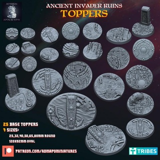 ancient invader ruins toppers pre-supported admiral apocalypse Tabletop accessories 3D Printable Terrain Fantasy alien miniatures terrain tomb wargames warhammer props obelisk sarcophagus runes stargate bases archeology relics necrons basing tombworld 3d print model - Mito3D