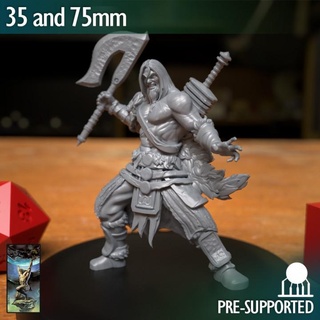 barbarian fighter berserk atlas studios Tabletop Characters & Creatures Fantasy Universe axe medieval rpg male 3dprint dungeonsanddragons d&d 3d print model - Mito3D