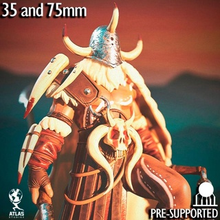 barbarian fighter warrior spiked morning star atlas studios Tabletop Characters & Creatures Fantasy Universe medieval rpg spear male dungeonsanddragons d&d spearman morningstar 3d print model - Mito3D