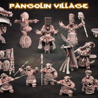 rcc march 2022 pangolin village red clay collectibles Tabletop Characters & Creatures Fantasy Universe 3D Printable Terrain rpg set bundle 3d print model - Mito3D