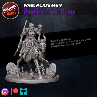 four horsemen - death's pale horse imagine minis Tabletop Characters & Creatures Fantasy Universe female fighter knight rpg skeleton warrior miniature death large warcraft wow tabletop rider dnd pathfinder deathknight ttrpg 5e dnd5e dk 3d print model - Mito3D