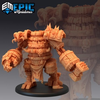 barrel construct hammer war machine steampunk tech battle robot epic-miniatures fantasy medieval monster rpg warhammer sla enemy tabletop dungeon dnd pathfinder npc pre-supported supported pre 3d print model - Mito3D