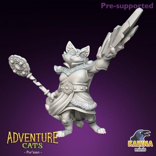 pur'saan sorceress cat - female kawna minis Tabletop Characters & Creatures Fantasy Universe cute ice mage spell sorcerer frost 3d print model - Mito3D
