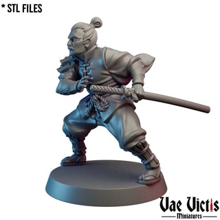 ronin pre-supported vae victis miniatures Tabletop Characters & Creatures Fantasy Universe fantasy fighter old rpg warrior tabletop katana samurai dnd 3d print model - Mito3D