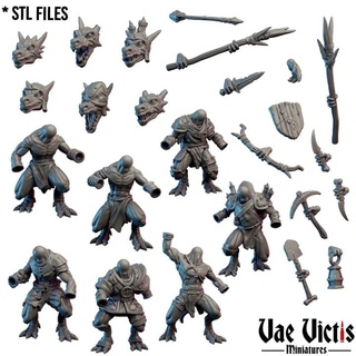 modular kobolds pack pre-supported vae victis miniatures Tabletop Characters & Creatures Fantasy Universe fantasy rpg set unit weapons tabletop arms dnd bits heads kobold bodies supported modualr 3d print model - Mito3D