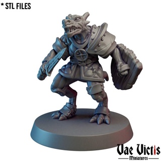 kobold 03 pre-supported vae victis miniatures Tabletop Characters & Creatures Fantasy Universe fantasy rpg shield sword warrior tabletop dnd supported 3d print model - Mito3D