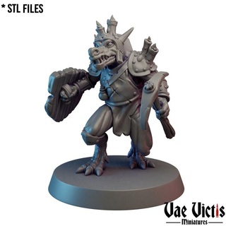 kobold 07 pre-supported vae victis miniatures Tabletop Characters & Creatures Fantasy Universe candle fantasy rpg shield warrior miner tabletop dnd pickaxe supported 3d print model - Mito3D