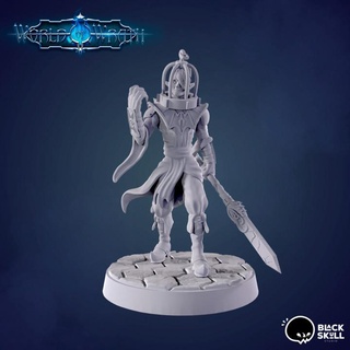 baron p2 elf warlock black skull studio Tabletop Characters & Creatures Fantasy Universe spear elves 3d print model - Mito3D
