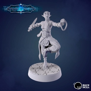 tara p2 elfe moine noir crâne studio table personnages créatures fantaisie univers épée équilibre elfes 3d print model - Mito3D
