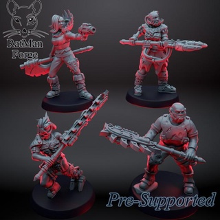 wasteland raiders ratman forge Tabletop Characters & Creatures Sci-Fi Universe 40k axe sci-fi warhammer necromunda chainsaw raider rebels postapoc chainaxe 3d print model - Mito3D