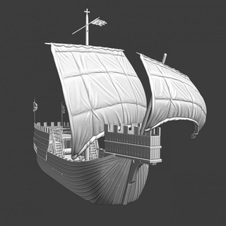 medieval warship - two mast northern crusades miniatures Tabletop Characters & Creatures Historical Universe Vehicles Machines printable ancient boat model navy ship german cog warfare modelling 28mm scenery sail swedish naval kogge waterline 3d print model - Mito3D
