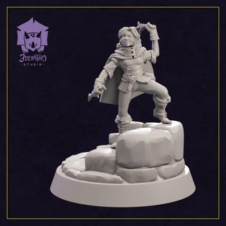 callie nightblade - halfling rogue 3deratopsstudio Tabletop Characters & Creatures Fantasy Universe fantasy wargames character tabletop dungeon dnd pathfinder pre-supported 3d print model - Mito3D