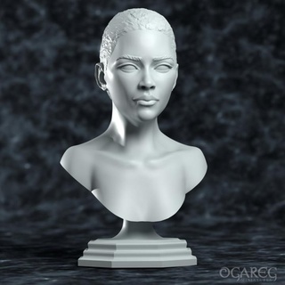 kadın akademik büst v2 dev minyatürler hayran Sanat büstler anatomi karanlık Görüntüle saç rol yapma cilt boyama kısa Afro 3d print model - Mito3D