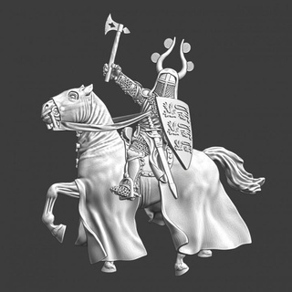 king valdemar denmark - raised axe northern crusades miniatures Tabletop Characters & Creatures Historical Universe 3d printable figurine great knight medieval soldier commander cavalry toysoldier 28mm mounted crusader riga 3d print model - Mito3D