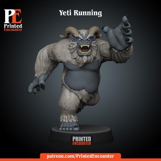 yeti running printed encounter Tabletop Characters & Creatures Fantasy Universe mini rpg snowman miniature tabletop dnd ttrpg abominable sasquach 3d print model - Mito3D