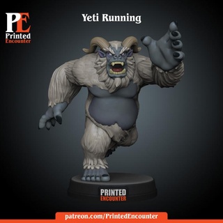 yeti corriendo impreso encuentro mesa caracteres criaturas fantasía universo mini rpg monigote nieve miniatura dnd ttrpg abominable sasquach 3d print model - Mito3D