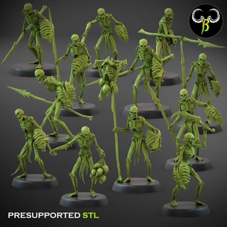 flesh skeleton lance squad claybeastcreation Tabletop Characters & Creatures Fantasy Universe bone fantasy undead dead tabletop nightmare crypt 3d print model - Mito3D