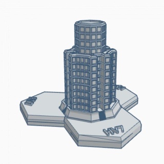 corporate hq tower hex map scale hmssf047 wargame forge  Tabletop 3D Printable Terrain Sci-Fi terrain scale terrain tile base hex map battletech  3d print model - Mito3D