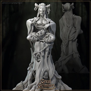 miko braided maiden great grimoire Tabletop Characters & Creatures Fantasy Universe demon girl head japan tree 35mm shrine stump 32mm curse 3d print model - Mito3D