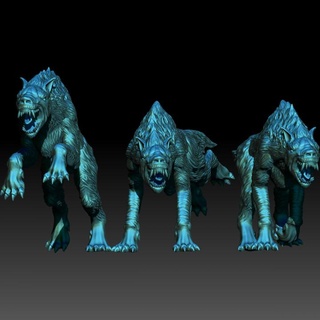 kzkminis - terror realm wargs Tabletop Characters & Creatures Fantasy Universe lotr esdla mesbg angmar wolfs 3d print model - Mito3D