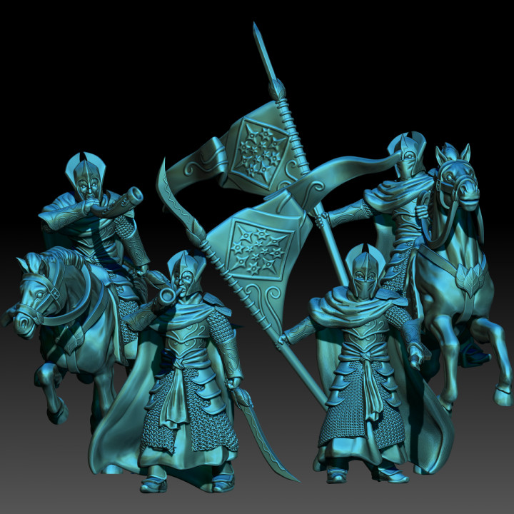 kzkminis - oathbreaker elves banner musician Tabletop Characters & Creatures Fantasy Universe lotr esdla mesbg rivendel 3D print model - Mito3D